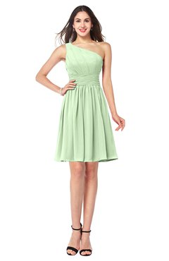 ColsBM Kiara Pale Green Modern A-line Asymmetric Neckline Sleeveless Half Backless Ruching Plus Size Bridesmaid Dresses