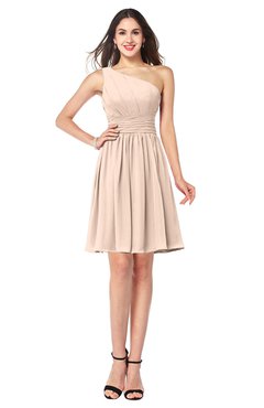 ColsBM Kiara Peach Puree Modern A-line Asymmetric Neckline Sleeveless Half Backless Ruching Plus Size Bridesmaid Dresses