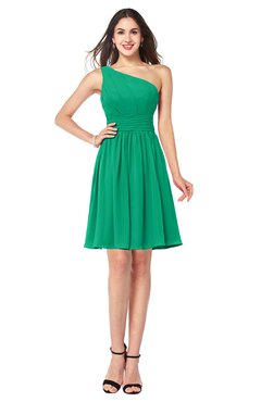 ColsBM Kiara Pepper Green Modern A-line Asymmetric Neckline Sleeveless Half Backless Ruching Plus Size Bridesmaid Dresses