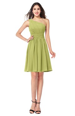 ColsBM Kiara Pistachio Modern A-line Asymmetric Neckline Sleeveless Half Backless Ruching Plus Size Bridesmaid Dresses