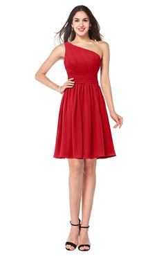 ColsBM Kiara Red Modern A-line Asymmetric Neckline Sleeveless Half Backless Ruching Plus Size Bridesmaid Dresses