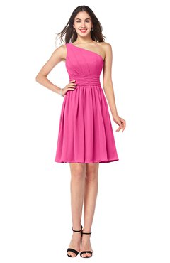 ColsBM Kiara Rose Pink Modern A-line Asymmetric Neckline Sleeveless Half Backless Ruching Plus Size Bridesmaid Dresses