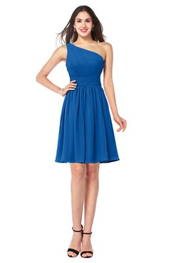 ColsBM Kiara Royal Blue Modern A-line Asymmetric Neckline Sleeveless Half Backless Ruching Plus Size Bridesmaid Dresses