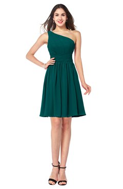 ColsBM Kiara Shaded Spruce Modern A-line Asymmetric Neckline Sleeveless Half Backless Ruching Plus Size Bridesmaid Dresses