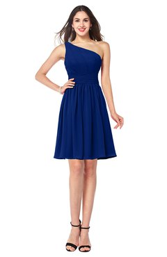 ColsBM Kiara Sodalite Blue Modern A-line Asymmetric Neckline Sleeveless Half Backless Ruching Plus Size Bridesmaid Dresses