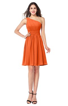 ColsBM Kiara Tangerine Modern A-line Asymmetric Neckline Sleeveless Half Backless Ruching Plus Size Bridesmaid Dresses