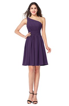 ColsBM Kiara Violet Modern A-line Asymmetric Neckline Sleeveless Half Backless Ruching Plus Size Bridesmaid Dresses