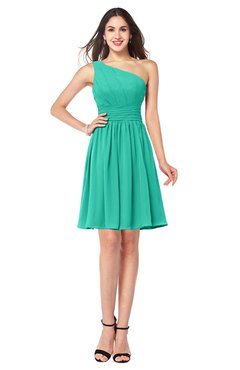 ColsBM Kiara Viridian Green Modern A-line Asymmetric Neckline Sleeveless Half Backless Ruching Plus Size Bridesmaid Dresses