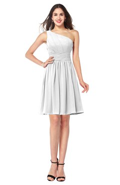 ColsBM Kiara White Modern A-line Asymmetric Neckline Sleeveless Half Backless Ruching Plus Size Bridesmaid Dresses