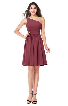 ColsBM Kiara Wine Modern A-line Asymmetric Neckline Sleeveless Half Backless Ruching Plus Size Bridesmaid Dresses