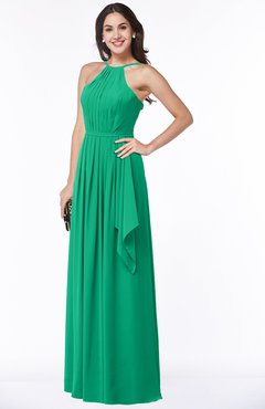 ColsBM Jasmine Pepper Green Sexy Halter Sleeveless Zipper Chiffon Ruching Plus Size Bridesmaid Dresses