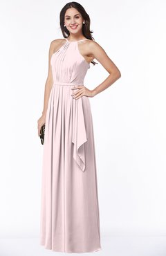 ColsBM Jasmine Petal Pink Sexy Halter Sleeveless Zipper Chiffon Ruching Plus Size Bridesmaid Dresses