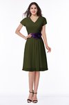 ColsBM Margot Beech Classic V-neck Short Sleeve Chiffon Knee Length Bridesmaid Dresses