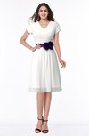 ColsBM Margot Cloud White Classic V-neck Short Sleeve Chiffon Knee Length Bridesmaid Dresses
