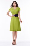 ColsBM Margot Green Oasis Classic V-neck Short Sleeve Chiffon Knee Length Bridesmaid Dresses