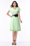 ColsBM Margot Light Green Classic V-neck Short Sleeve Chiffon Knee Length Bridesmaid Dresses
