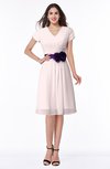ColsBM Margot Light Pink Classic V-neck Short Sleeve Chiffon Knee Length Bridesmaid Dresses