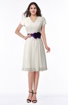 ColsBM Margot Off White Classic V-neck Short Sleeve Chiffon Knee Length Bridesmaid Dresses