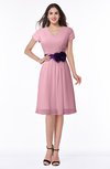 ColsBM Margot Rosebloom Classic V-neck Short Sleeve Chiffon Knee Length Bridesmaid Dresses