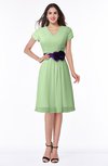 ColsBM Margot Sage Green Classic V-neck Short Sleeve Chiffon Knee Length Bridesmaid Dresses