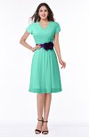 ColsBM Margot Seafoam Green Classic V-neck Short Sleeve Chiffon Knee Length Bridesmaid Dresses