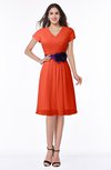 ColsBM Margot Tangerine Tango Classic V-neck Short Sleeve Chiffon Knee Length Bridesmaid Dresses