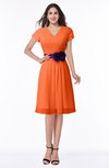 ColsBM Margot Tangerine Classic V-neck Short Sleeve Chiffon Knee Length Bridesmaid Dresses