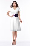 ColsBM Margot White Classic V-neck Short Sleeve Chiffon Knee Length Bridesmaid Dresses