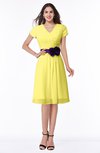 ColsBM Margot Yellow Iris Classic V-neck Short Sleeve Chiffon Knee Length Bridesmaid Dresses