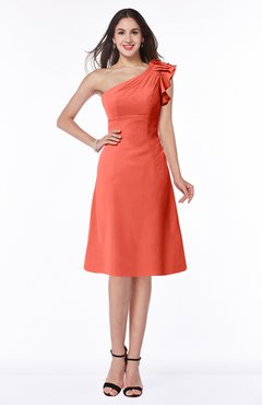 ColsBM Chana Living Coral Simple Asymmetric Neckline Sleeveless Chiffon Ruffles Bridesmaid Dresses