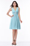 ColsBM Haley Aqua Modern Fit-n-Flare Sleeveless Zip up Chiffon Knee Length Prom Dresses