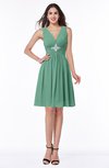 ColsBM Haley Beryl Green Modern Fit-n-Flare Sleeveless Zip up Chiffon Knee Length Prom Dresses
