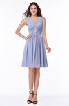 ColsBM Haley Blue Heron Modern Fit-n-Flare Sleeveless Zip up Chiffon Knee Length Prom Dresses