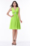 ColsBM Haley Bright Green Modern Fit-n-Flare Sleeveless Zip up Chiffon Knee Length Prom Dresses