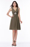ColsBM Haley Carafe Brown Modern Fit-n-Flare Sleeveless Zip up Chiffon Knee Length Prom Dresses