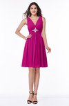 ColsBM Haley Hot Pink Modern Fit-n-Flare Sleeveless Zip up Chiffon Knee Length Prom Dresses