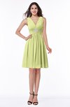 ColsBM Haley Lime Green Modern Fit-n-Flare Sleeveless Zip up Chiffon Knee Length Prom Dresses