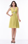 ColsBM Haley Misted Yellow Modern Fit-n-Flare Sleeveless Zip up Chiffon Knee Length Prom Dresses