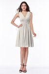 ColsBM Haley Off White Modern Fit-n-Flare Sleeveless Zip up Chiffon Knee Length Prom Dresses