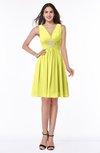 ColsBM Haley Pale Yellow Modern Fit-n-Flare Sleeveless Zip up Chiffon Knee Length Prom Dresses