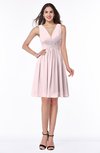 ColsBM Haley Petal Pink Modern Fit-n-Flare Sleeveless Zip up Chiffon Knee Length Prom Dresses