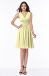 ColsBM Haley Soft Yellow Modern Fit-n-Flare Sleeveless Zip up Chiffon Knee Length Prom Dresses