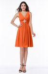 ColsBM Haley Tangerine Modern Fit-n-Flare Sleeveless Zip up Chiffon Knee Length Prom Dresses