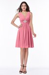 ColsBM Haley Watermelon Modern Fit-n-Flare Sleeveless Zip up Chiffon Knee Length Prom Dresses