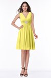 ColsBM Haley Yellow Iris Modern Fit-n-Flare Sleeveless Zip up Chiffon Knee Length Prom Dresses