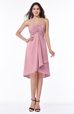 ColsBM Elliana Light Coral Classic A-line Spaghetti Sleeveless Chiffon Ruching Plus Size Bridesmaid Dresses