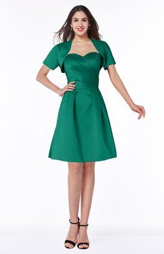 ColsBM Paloma Mint Modest Short Sleeve Zip up Satin Knee Length Pleated Mother of the Bride Dresses