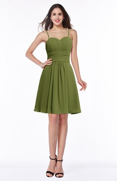 ColsBM Milana Olive Green Glamorous Sweetheart Half Backless Chiffon Pick up Bridesmaid Dresses