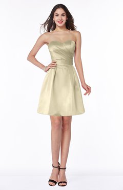 ColsBM Prudence Champagne Classic A-line Half Backless Knee Length Ruching Little Black Dresses