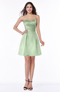 ColsBM Prudence Pale Green Classic A-line Half Backless Knee Length Ruching Little Black Dresses